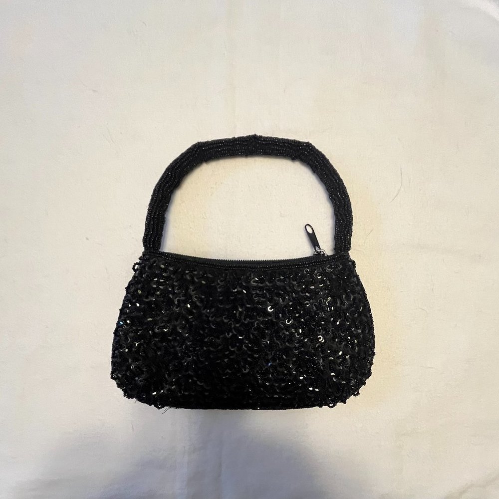 Vintage Black Beaded Evening Bag/Purse